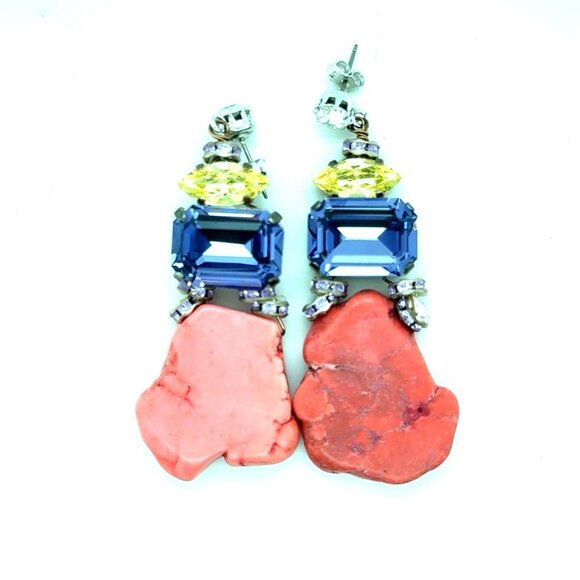 Large Pink Stone Earrings - Picture 1 of 7